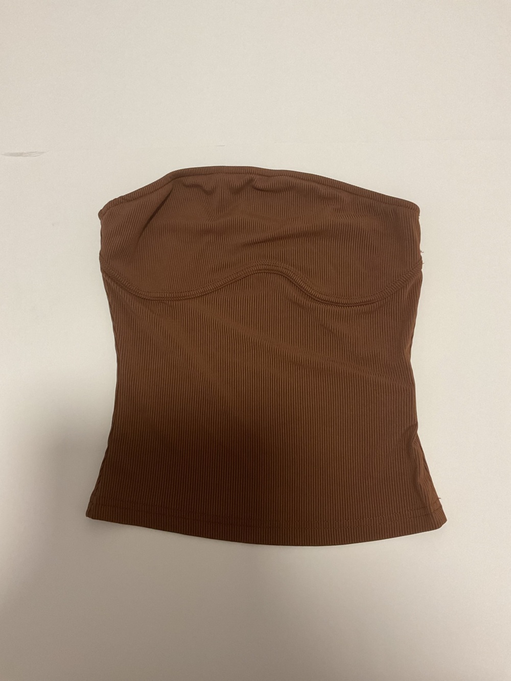SHEIN Ribbed Strapless Bandeau in Chocolate Brown